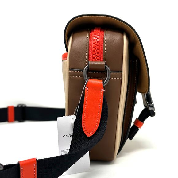 Coach Track Crossbody In Colorblock With Coach Stamp Steam Beige Leather CH106 - Picture 8 of 8